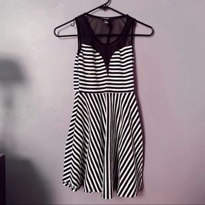 Black And White Striped Flowy Dress